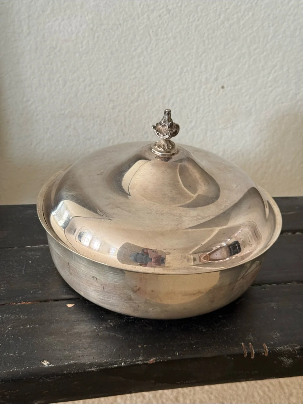 Vintage Silver-plated Covered Serving Bowl with lid classic Home Dining